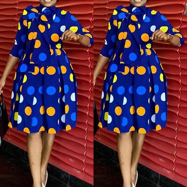 dress women dressed in printed polka dots a line plied high waist three quarters african fashionable women's office elegant ladies', Black;gray
dress women dressed in printed polka dots a line plied high waist three quarters african fashionable women's office elegant ladies', Black;gray