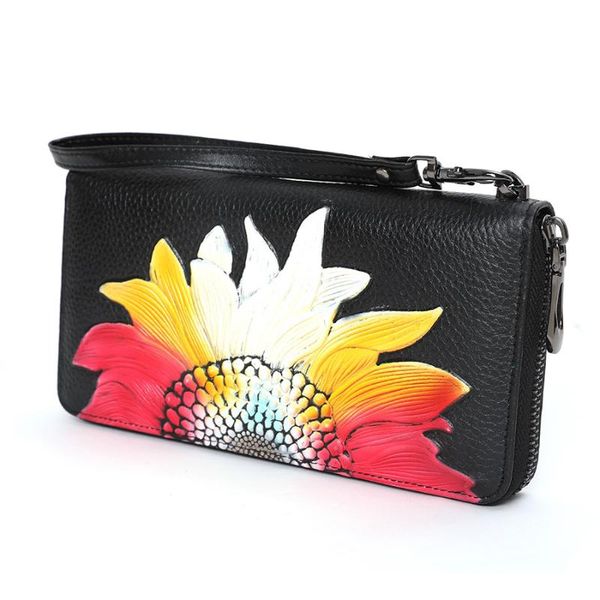 wallets cow leather women purse floral woman wallet genuine female long ladies hand bag, Red;black
wallets cow leather women purse floral woman wallet genuine female long ladies hand bag, Red;black