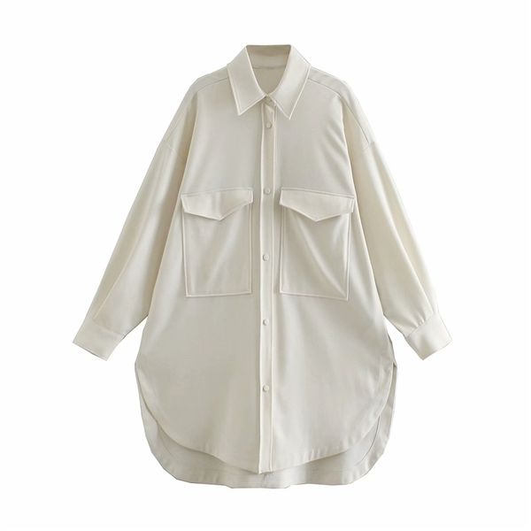 elegant women solid long shirts fashion ladies turn down collar streetwear female chic pocket oversize blouses 210430, White
elegant women solid long shirts fashion ladies turn down collar streetwear female chic pocket oversize blouses 210430, White