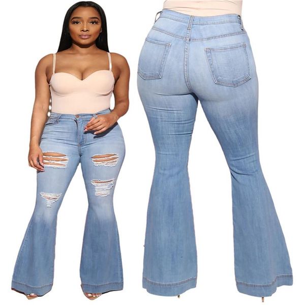 plus size xl~5xl flared pants women denim boyfriend jeans femme for ripped high waist hole trousers winter 2021 women's, Blue
plus size xl~5xl flared pants women denim boyfriend jeans femme for ripped high waist hole trousers winter 2021 women's, Blue