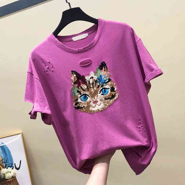 t shirt purple short sleeve t-shirt women's summer loose-fit sequin holes girl cotton tshirt ladies t-shirts top, White
t shirt purple short sleeve t-shirt women's summer loose-fit sequin holes girl cotton tshirt ladies t-shirts top, White