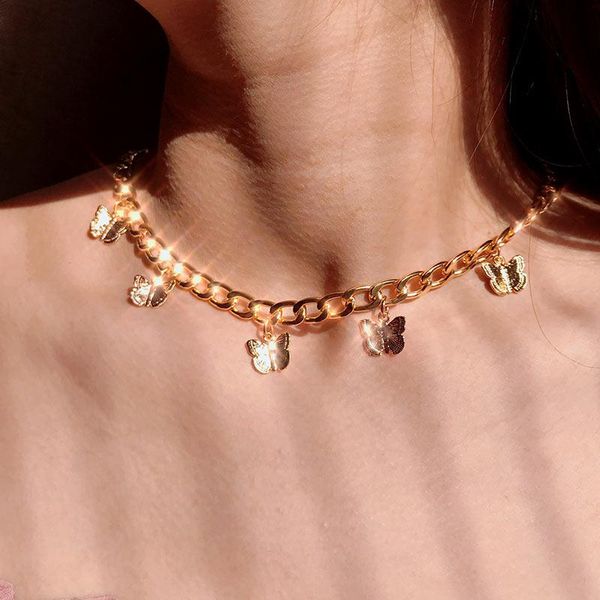 punk metal small butterfly necklace for women gold color thick chain charms pendant aesthetic party jewelry gift necklaces, Silver
punk metal small butterfly necklace for women gold color thick chain charms pendant aesthetic party jewelry gift necklaces, Silver