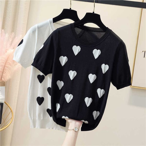 4xl plus size women chic basic thin sweater t-shirt summer short sleeve love print loose oversized kint pullover jumper 210604, White;black
4xl plus size women chic basic thin sweater t-shirt summer short sleeve love print loose oversized kint pullover jumper 210604, White;black