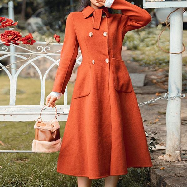 women's wool & blends korean version retro overcoat autumn winter fashion temperament slim bowknot double breasted lapel long sleeve wo, Black
women's wool & blends korean version retro overcoat autumn winter fashion temperament slim bowknot double breasted lapel long sleeve wo, Black