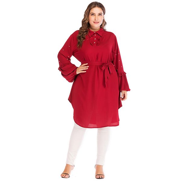 plus size long sleeve abaya dubai muslim chiffon ruffles shirt women blouse camisas roupas feminina korean fashion clothing, Red
plus size long sleeve abaya dubai muslim chiffon ruffles shirt women blouse camisas roupas feminina korean fashion clothing, Red