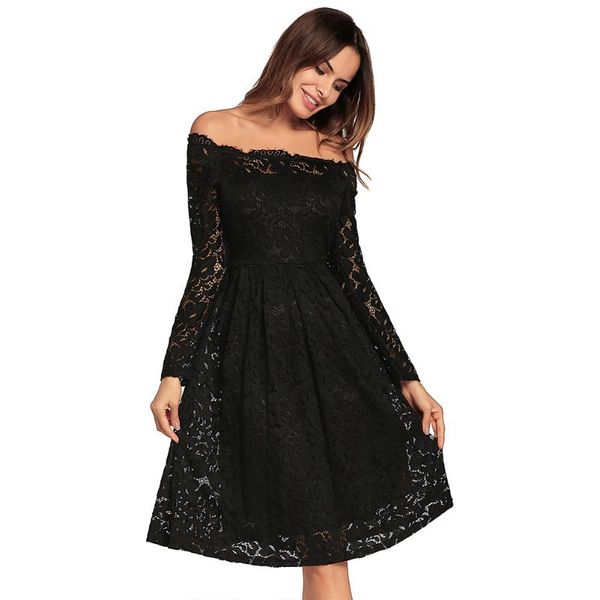 autumn and winter women's long-sleeved lace dress one-neck stretch slim skirt casual dresses, Black;gray
autumn and winter women's long-sleeved lace dress one-neck stretch slim skirt casual dresses, Black;gray