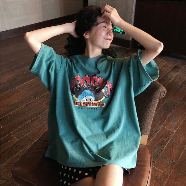 women's t-shirt ta25 -shirts women printed korean style loose o-neck all-match trendy kawaii summer breathable female soft chic, White
women's t-shirt ta25 -shirts women printed korean style loose o-neck all-match trendy kawaii summer breathable female soft chic, White