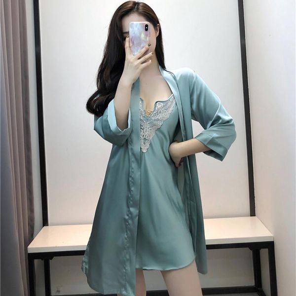 kimono bath gown bridal wedding 2pcs robe set women satin sleepwear casual lace tirm nightgown&bathrobe suit loose nightwear women's, Black;red
kimono bath gown bridal wedding 2pcs robe set women satin sleepwear casual lace tirm nightgown&bathrobe suit loose nightwear women's, Black;red