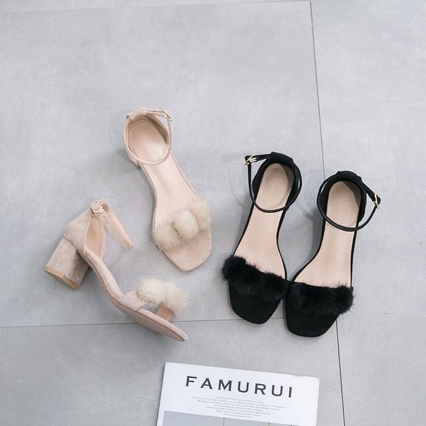 dress shoes summer sandals female hair ball personality fashion wild word buckle with fairy, Black
dress shoes summer sandals female hair ball personality fashion wild word buckle with fairy, Black