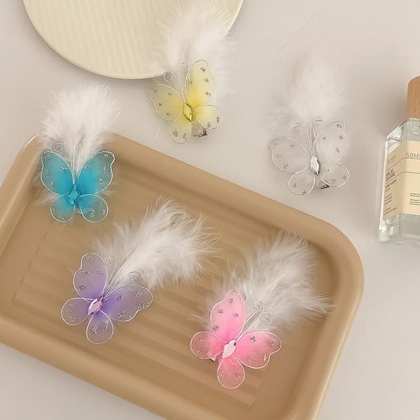 hair accessories girls sweet colorful butterfly feather hairpins princess decorate clips side barrette headband fashion, Slivery;white
hair accessories girls sweet colorful butterfly feather hairpins princess decorate clips side barrette headband fashion, Slivery;white