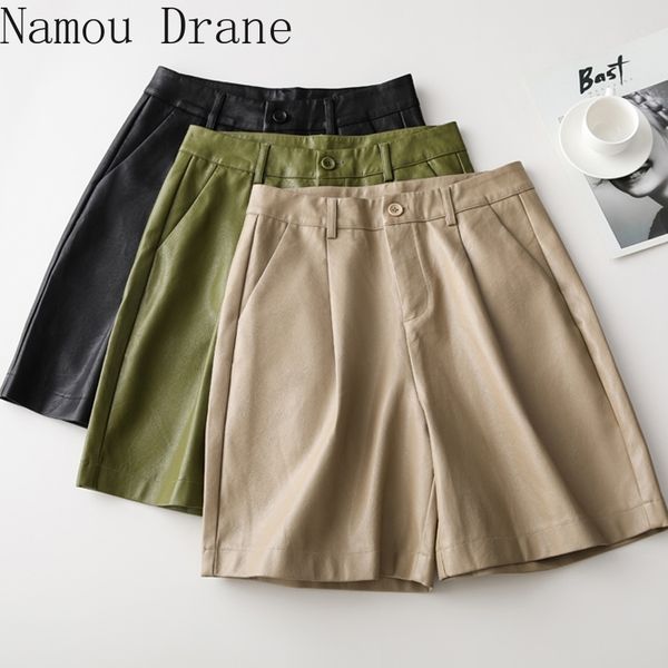 fashion high waist faux leather shorts women streetwear pu loose pockets spring summer 210429, White;black
fashion high waist faux leather shorts women streetwear pu loose pockets spring summer 210429, White;black