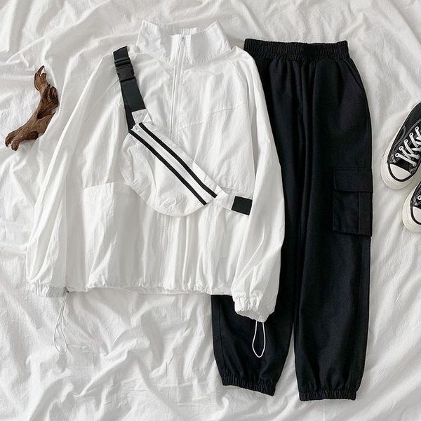 women's pants & capris fashion female spring autumn loose harajuku jacket with cargo 2 piece set tracksuit pant suits for women, Black;white
women's pants & capris fashion female spring autumn loose harajuku jacket with cargo 2 piece set tracksuit pant suits for women, Black;white