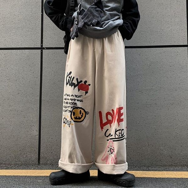 men's pants spring autumn men straight loose retro streetwear cool simple all-match fashion graffiti tooling mopping casual trousers, Black
men's pants spring autumn men straight loose retro streetwear cool simple all-match fashion graffiti tooling mopping casual trousers, Black