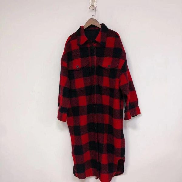 women's wool & blends red plaid woolen women coat long sleeve turn-down collar single breasted loose large pockets ladies jackets 2021, Black
women's wool & blends red plaid woolen women coat long sleeve turn-down collar single breasted loose large pockets ladies jackets 2021, Black