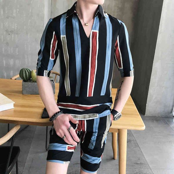men's tracksuits fashion stripe 2pcs set shirt and shorts pullover summer men short casual erkek giyim slim fit social club outfit, Gray
men's tracksuits fashion stripe 2pcs set shirt and shorts pullover summer men short casual erkek giyim slim fit social club outfit, Gray