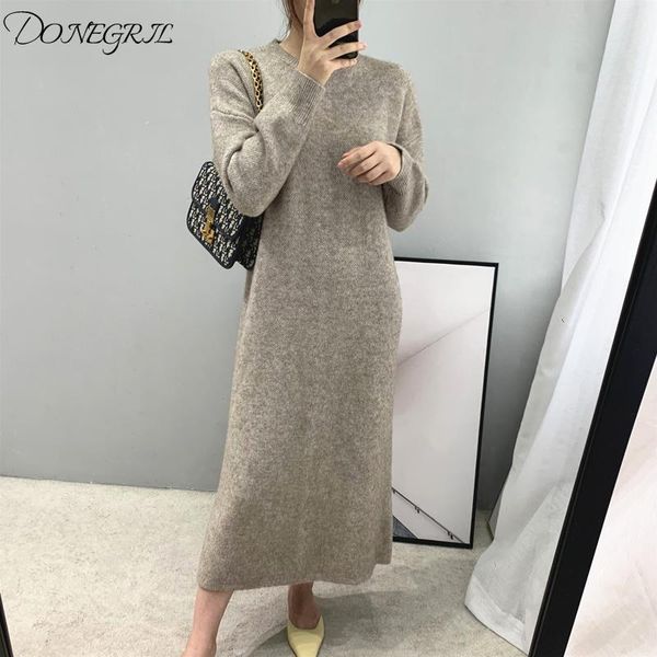 casual dresses 2021 autumn women dress knitting solid color korea o-neck straight long loose robe, Black;gray
casual dresses 2021 autumn women dress knitting solid color korea o-neck straight long loose robe, Black;gray