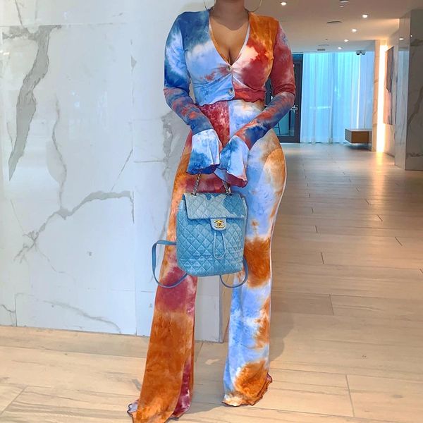 2021 autumn and winter women's fashion tie-dye casual trousers two-piece suit, White
2021 autumn and winter women's fashion tie-dye casual trousers two-piece suit, White