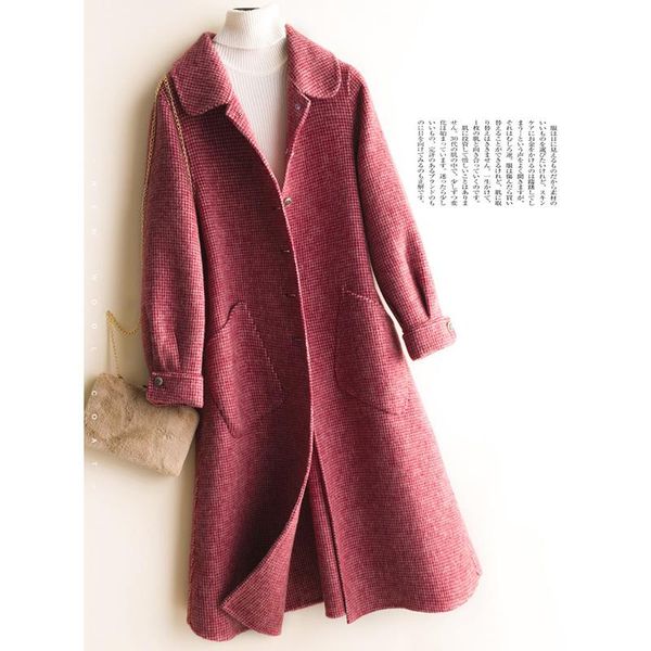 women's wool & blends high-end women woolen jacket autumn winter houndstooth double-sided cashmere coat female long single-breasted coa, Black
women's wool & blends high-end women woolen jacket autumn winter houndstooth double-sided cashmere coat female long single-breasted coa, Black
