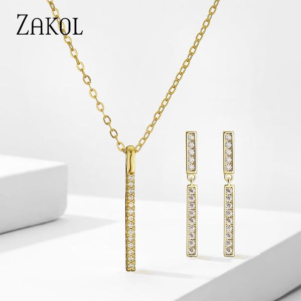 earrings & necklace zakol fashion temperament gold color small pendant jewelry sets for women simple cubic zircon necklaces party gifts, Silver
earrings & necklace zakol fashion temperament gold color small pendant jewelry sets for women simple cubic zircon necklaces party gifts, Silver