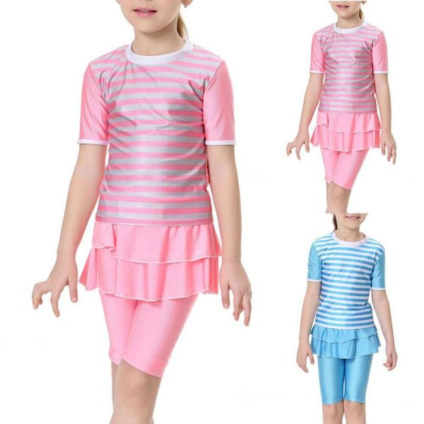 clothing sets kids girls muslim bathing suit children striped printed swimwear summer beachwear, White
clothing sets kids girls muslim bathing suit children striped printed swimwear summer beachwear, White