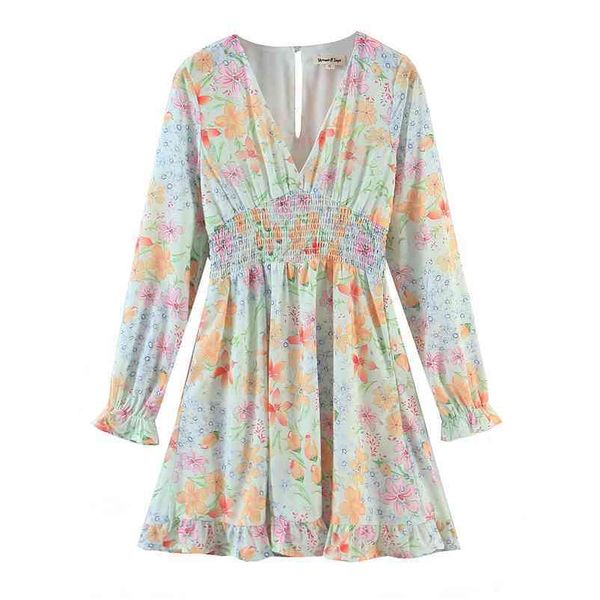 women dress spring summer v-neck printed elastic waist long-sleeved ruffle female a-line pleated 210524, Black;gray
women dress spring summer v-neck printed elastic waist long-sleeved ruffle female a-line pleated 210524, Black;gray