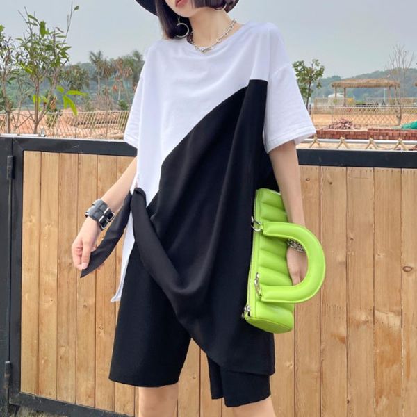 women's t-shirt xuxi women short-sleeved 2021 summer loose mid-length t shirt black and white color matching chic female e1773
women's t-shirt xuxi women short-sleeved 2021 summer loose mid-length t shirt black and white color matching chic female e1773
