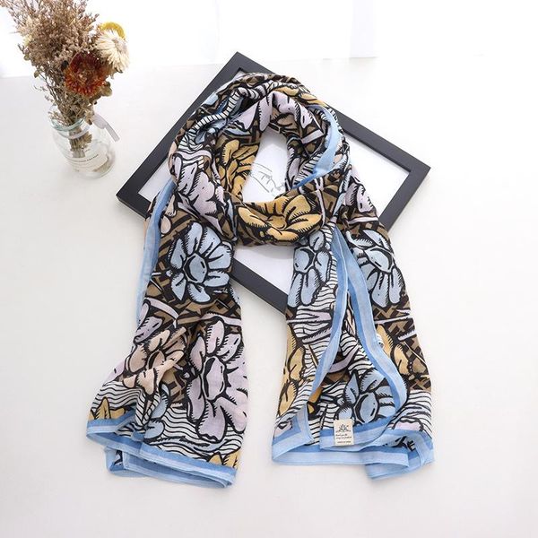 scarves spring and summer extra long printed silk scarf foreign style women's gauze versatile thin beach towel shawls, Blue;gray
scarves spring and summer extra long printed silk scarf foreign style women's gauze versatile thin beach towel shawls, Blue;gray