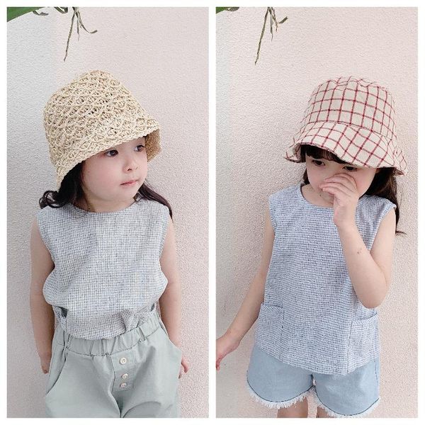 korean summer 2021 girl's plaid blouse comfortable children's clothes kids ramie cotton vest shirt shirts, White;black
korean summer 2021 girl's plaid blouse comfortable children's clothes kids ramie cotton vest shirt shirts, White;black