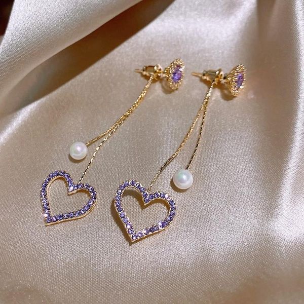 dangle & chandelier 2021 european and american ladies party alloy purple heart-shaped pearl earrings design fashion trend long, Silver
dangle & chandelier 2021 european and american ladies party alloy purple heart-shaped pearl earrings design fashion trend long, Silver