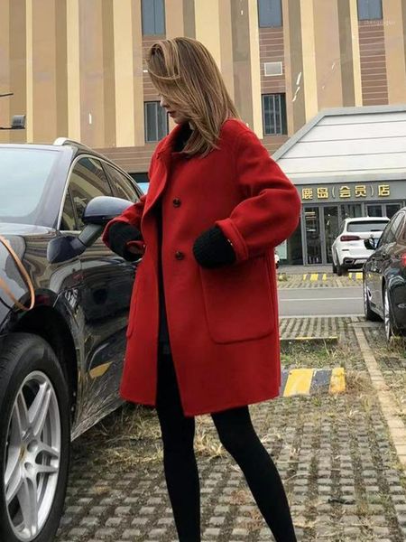 double-sided cashmere coat women's long 2021 winter korean loose simple wool & blends, Black
double-sided cashmere coat women's long 2021 winter korean loose simple wool & blends, Black