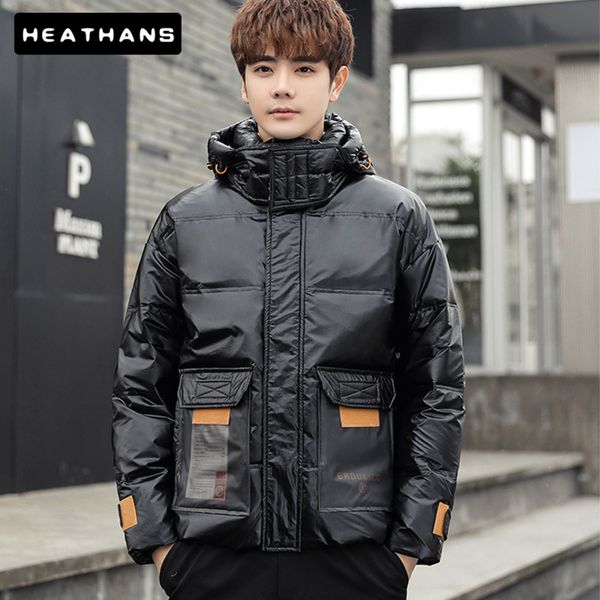 -below 20 degre casual hoodie autumn winter men's white warm duck down et parka coat, Black
-below 20 degre casual hoodie autumn winter men's white warm duck down et parka coat, Black