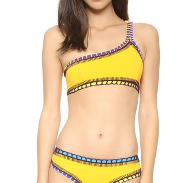 style one shoulder fashion split swimsuit with knitted hook and colorful ribbon women's bikini, Black;white
style one shoulder fashion split swimsuit with knitted hook and colorful ribbon women's bikini, Black;white