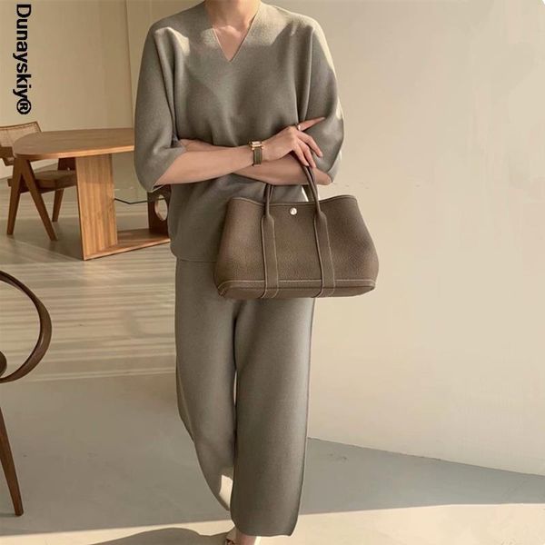 women's two piece pants summer korean fashion casual knitted set women loose pullover sweater + wide leg suits knitwear 2, White
women's two piece pants summer korean fashion casual knitted set women loose pullover sweater + wide leg suits knitwear 2, White