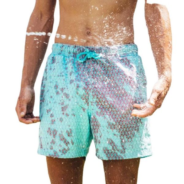 men's shorts water color changing swimming trunks beach pants large warm board, White;black
men's shorts water color changing swimming trunks beach pants large warm board, White;black