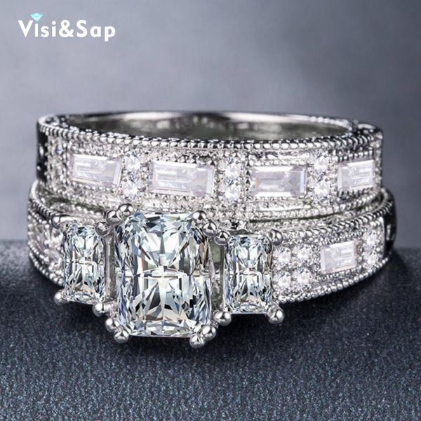 wedding rings visisap brilliant bride sets ring set white gold color zircon for women engagement couple fashion jewelry csb883, Slivery;golden
wedding rings visisap brilliant bride sets ring set white gold color zircon for women engagement couple fashion jewelry csb883, Slivery;golden