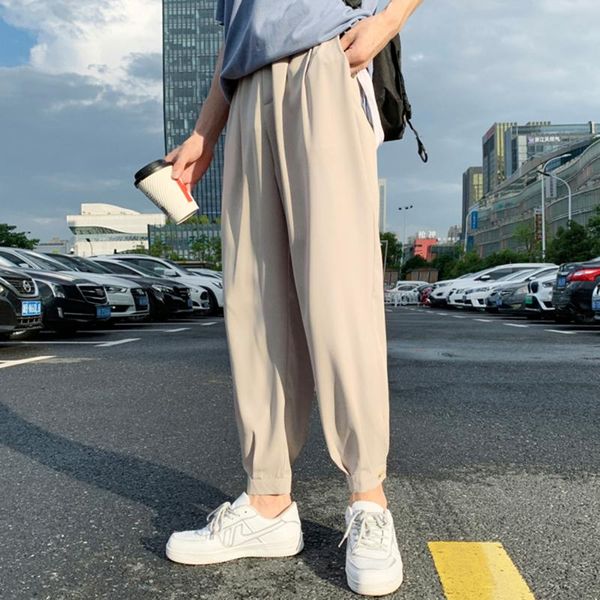 men's pants summer breathable thin fashionable loose big hips elastic waist solid color good drape nine-point casual trousers, Black
men's pants summer breathable thin fashionable loose big hips elastic waist solid color good drape nine-point casual trousers, Black