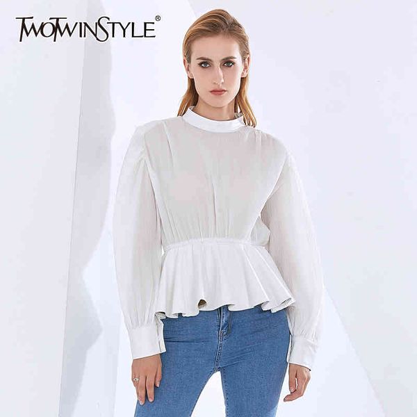 twotwinstyle white patchwork pu shirt for women stand collar long sleeve high waist elegant blouse female fashion clothing 210517
twotwinstyle white patchwork pu shirt for women stand collar long sleeve high waist elegant blouse female fashion clothing 210517