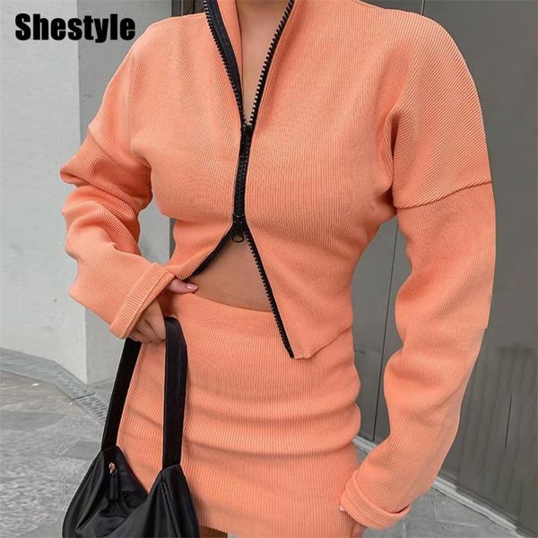shestyle orange zipper rib-knitting stand collar slim casual coat sheath mini skirts 2 two piece set women high streetby, Black;white
shestyle orange zipper rib-knitting stand collar slim casual coat sheath mini skirts 2 two piece set women high streetby, Black;white