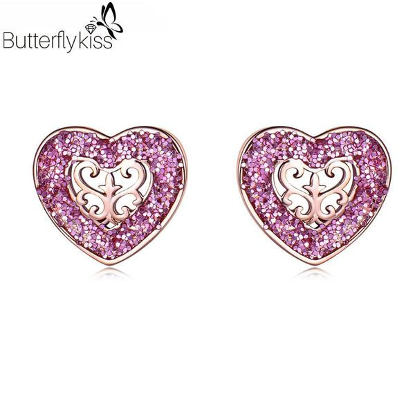 real 925 sterling silver earrings for women heart shape pink sequin ear stud luxury fine jewelry gift to girlfriend, Golden;silver 
real 925 sterling silver earrings for women heart shape pink sequin ear stud luxury fine jewelry gift to girlfriend, Golden;silver