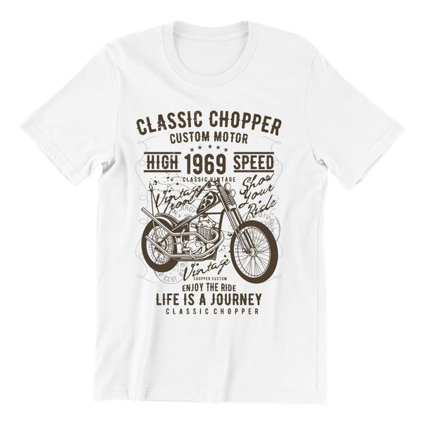 Classic Chopper Custom Motor - White Cotton T-shirt Biker Motorcycle Road Ride, White;black
Classic Chopper Custom Motor - White Cotton T-shirt Biker Motorcycle Road Ride, White;black