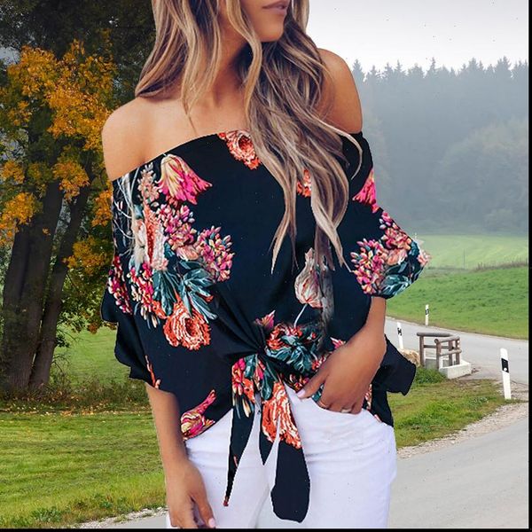 print summer off shoulder womens shirts floral casual lace up plus size ladies woman blouse, White
print summer off shoulder womens shirts floral casual lace up plus size ladies woman blouse, White
