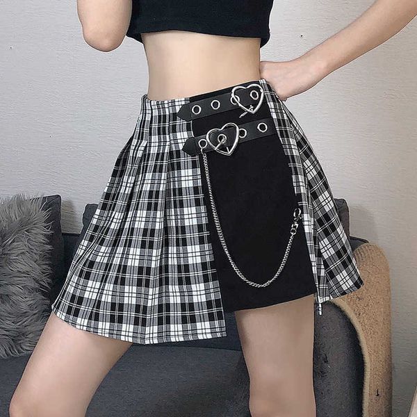 harajuku plaid skirt summer belt chain high waist school jk uniform black punk miniskirts gothic petticoat skirts for girls 210712
harajuku plaid skirt summer belt chain high waist school jk uniform black punk miniskirts gothic petticoat skirts for girls 210712