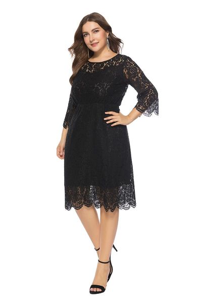 plus size dresses evening three-quarter sleeves lace knee-length solid color a-line slim elegant and dignified large dress
plus size dresses evening three-quarter sleeves lace knee-length solid color a-line slim elegant and dignified large dress