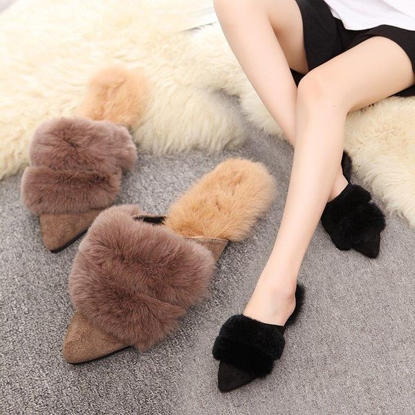 real fur women slippers pointed toe lady footwear mujer shoes 100% hair mules, Black
real fur women slippers pointed toe lady footwear mujer shoes 100% hair mules, Black