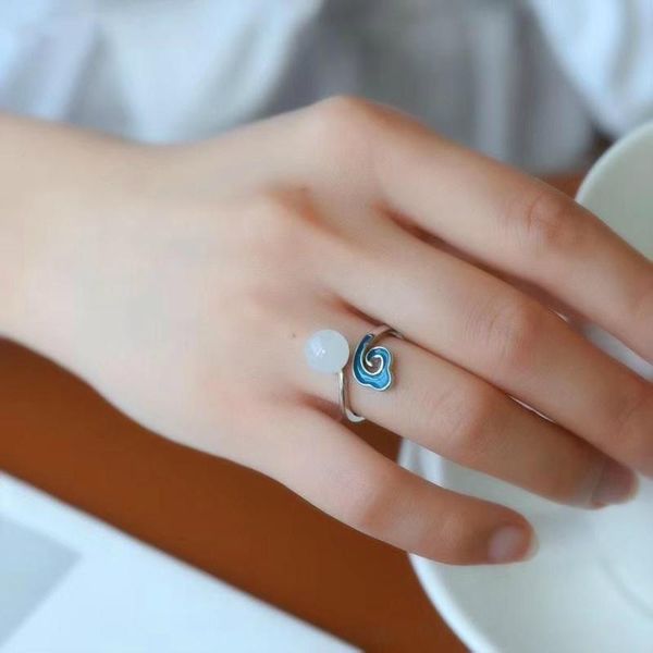 cluster rings silver inlaid natural hetian white chalcedony adjustable ring chinese style retro enamel xiangyun women's brand jewelry, Golden;silver
cluster rings silver inlaid natural hetian white chalcedony adjustable ring chinese style retro enamel xiangyun women's brand jewelry, Golden;silver