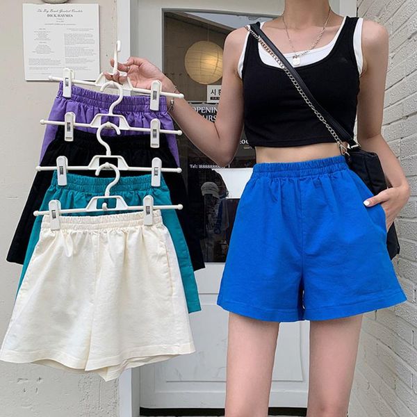 women's shorts women summer harajuku streetwear casual colorful simple elasticity high waist lovely girls wide leg students, White;black
women's shorts women summer harajuku streetwear casual colorful simple elasticity high waist lovely girls wide leg students, White;black
