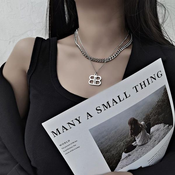 pendant necklaces european simple double-layer letter b necklace fashion hip-hop 316l stainless steel for women, Silver
pendant necklaces european simple double-layer letter b necklace fashion hip-hop 316l stainless steel for women, Silver