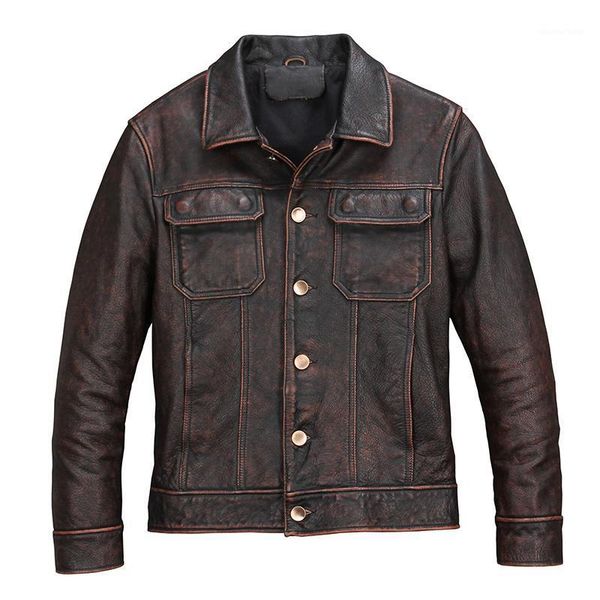 men's leather & faux 2021 vintage brown men american casual style jacket single breasted plus size 5xl genuine cowhide autumn coat, Black
men's leather & faux 2021 vintage brown men american casual style jacket single breasted plus size 5xl genuine cowhide autumn coat, Black