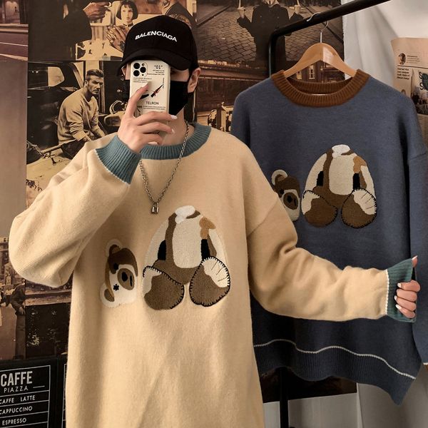 sweater mens 2021 autumn and winter new ins student couple knit sweater round neck pullover casual sweater, White;black
sweater mens 2021 autumn and winter new ins student couple knit sweater round neck pullover casual sweater, White;black
