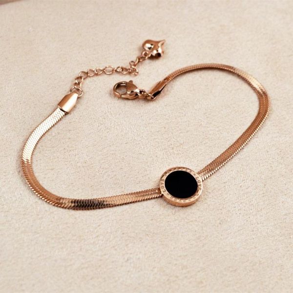 black stone round tag snake chain bracelet women fashion brief female jewelry rose gold color solid titanium stainless steel charm bracelets, Golden;silver
black stone round tag snake chain bracelet women fashion brief female jewelry rose gold color solid titanium stainless steel charm bracelets, Golden;silver